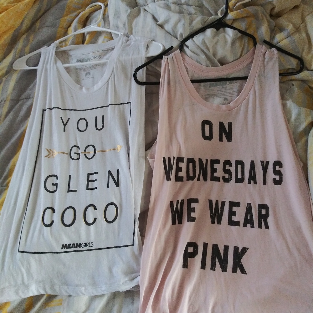 Two mean girl muscle tanks